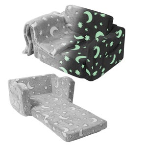 Canapé-Tablette 2-en-1 Pour Enfant - Convertible En Lit Pliable - Rembourrage 28D Et Polaire Douce - Pour Chambre Ou Salle De Jeux