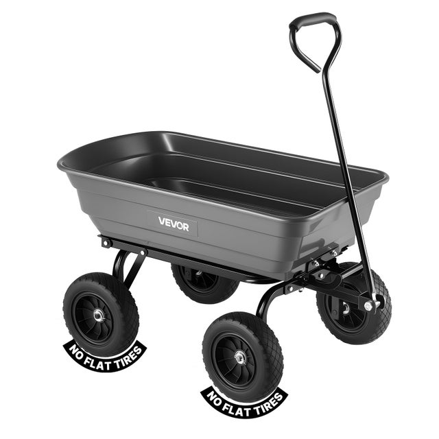 Chariot de Jardin VEVOR Basculant Max. 272 kg Chariot à Benne Basculante en PP pour Transport Bois Plantes Terre, 4 Roues Increvables Pivotantes 180°