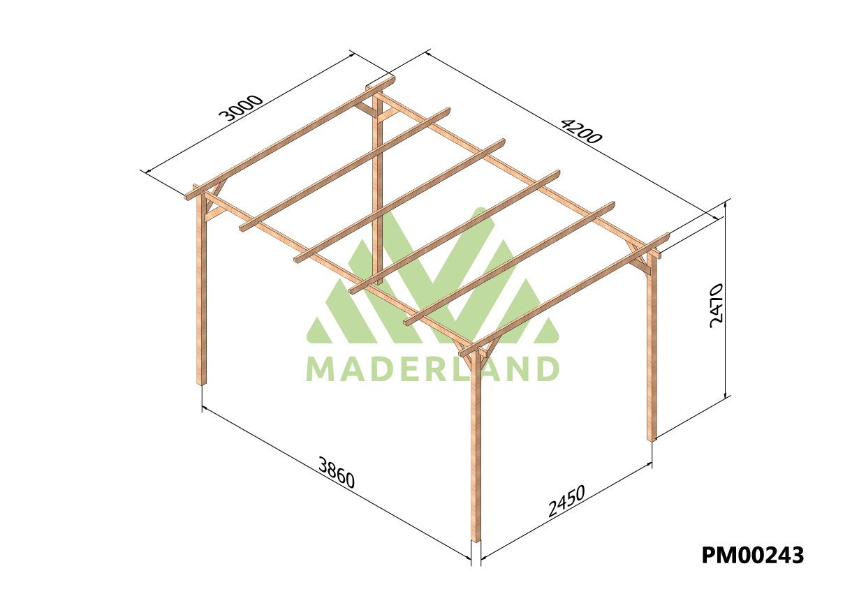 Pérgola madera MARBELLA • 420x300 cm • tratada • madera maciza - 2