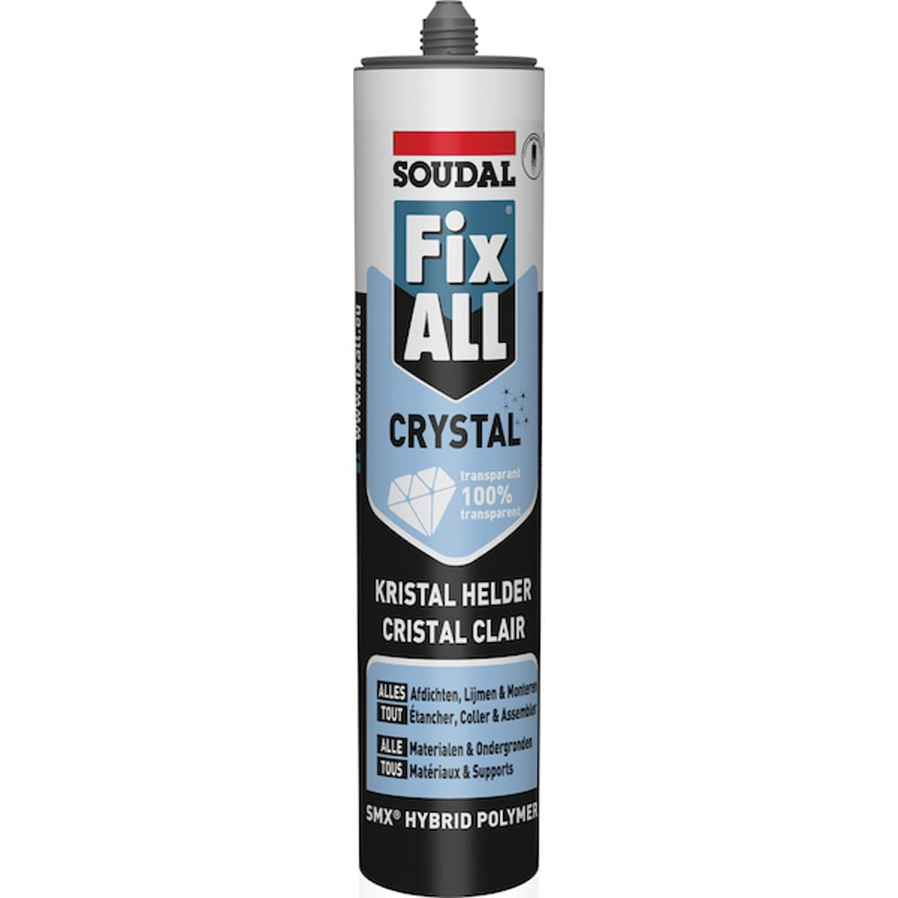 Mastic colle polymère hybride Fix ALL Crystal 290ml - SOUDAL - 110980 - 4