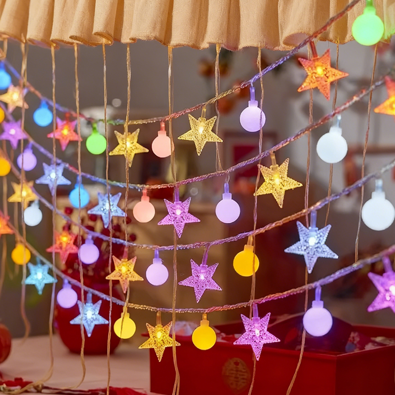 Catena luminosa a risparmio energetico solare da 7 m con 50 LED - Luci colorate per decorazioni da festa/natalizie per interni/esterni - 2