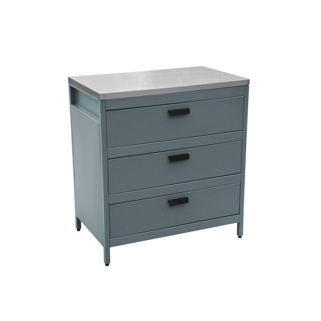 Cozinha externa em aço com 3 gavetas, 80cm, Naxos, Azul cinza, 80x49x87.5 cm