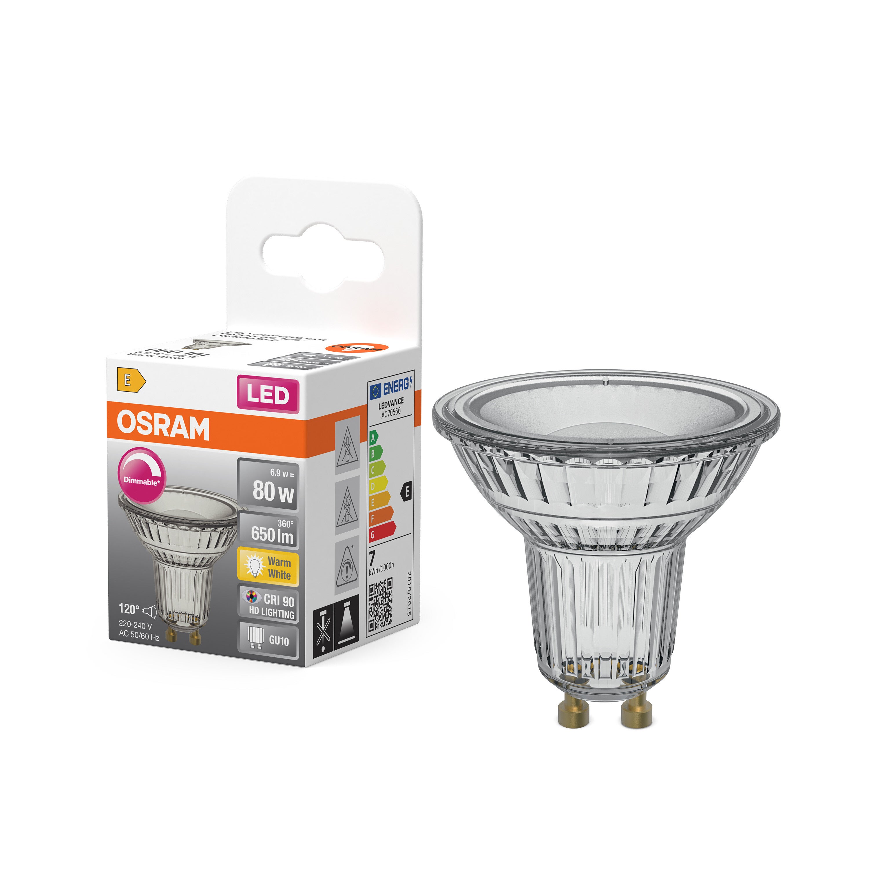OSRAM LED Spot Reflector Superstar PAR16 80 dimmerabile, 2700 K bianco caldo, 6,9 W, GU10, 120°, 650 lm, 15.000 h, per illuminazione spot, - 4