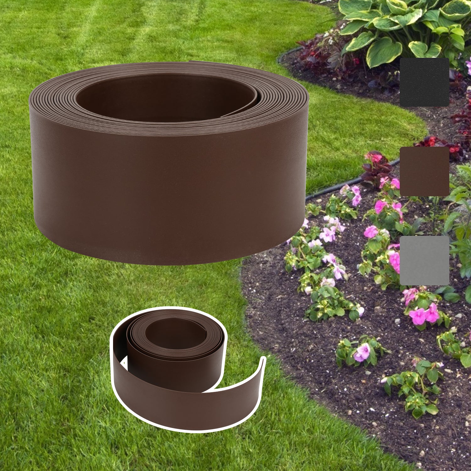 1 Bordure De Jardin En Plastique Souple Pour Pelouse Ou Chemin[H1169