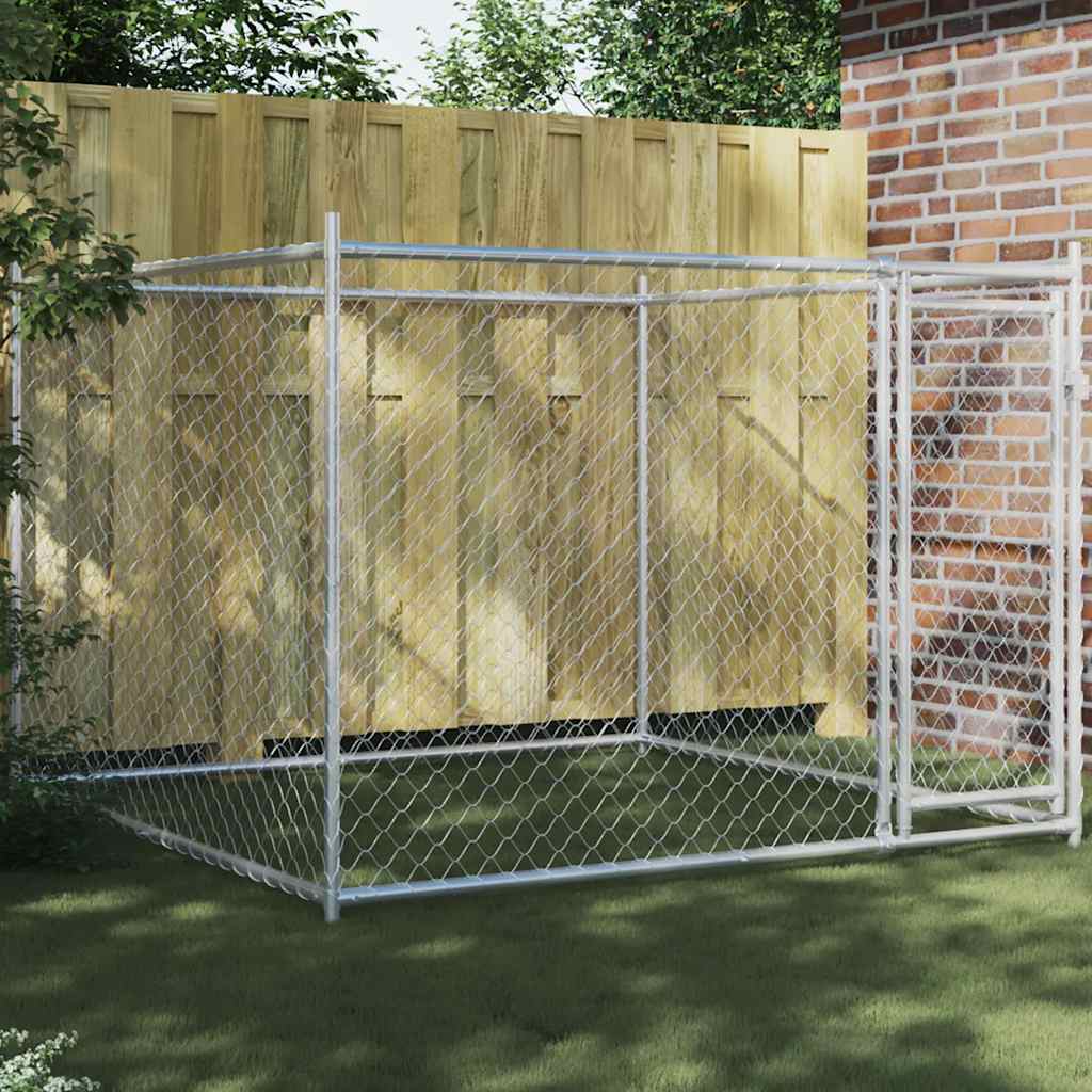 Cage pour chien avec porte gris 2x2x1,5 m acier galvanisé | Leroy Merlin