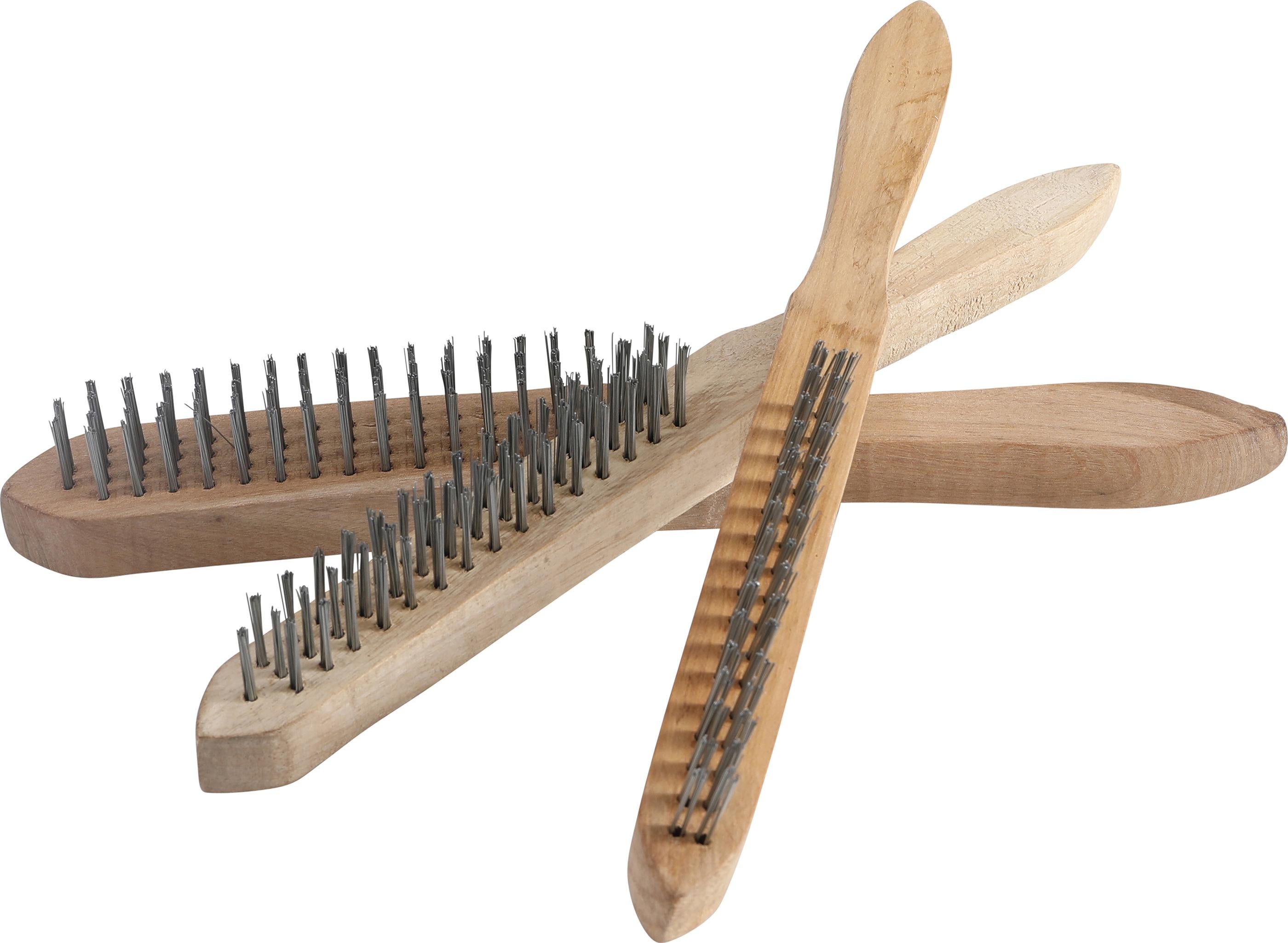 Jeu De 3 Brosses à Fil Métallique - Manche En Bois - Pour Décapage Et Nettoyage - Performax