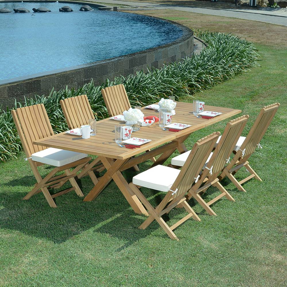Chaise de jardin sans coussin Karimun en Teck Marron - 9