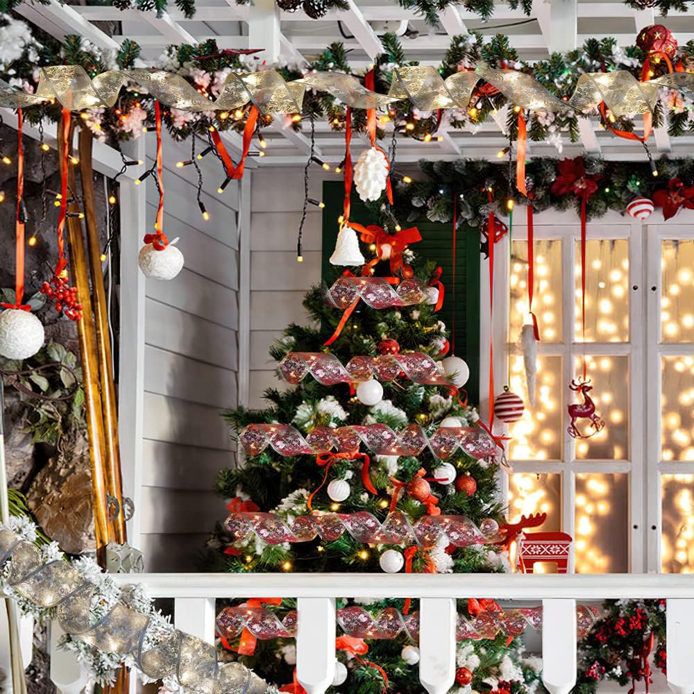 Luci a nastro per albero di Natale in argento, luci a nastro per albero di Natale da 5 m, striscia LED per decorare alberi di Natale, luci a nastro pe - 3