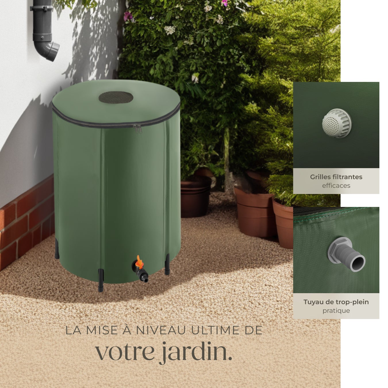 TECTAKE Depósito plegable para agua de lluvia Con grifo y protección contra el desbordamiento - 7