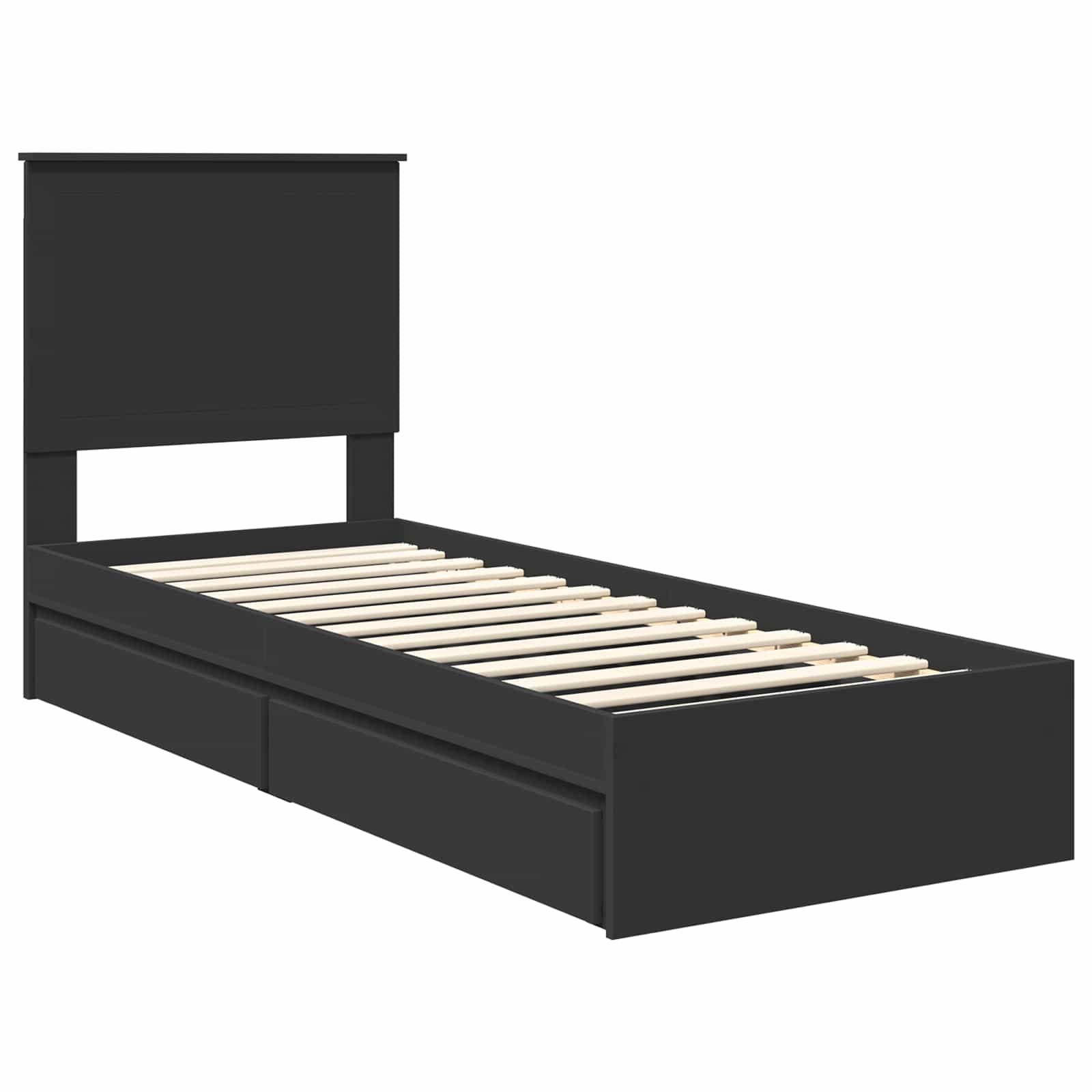 Lit de rangement avec tiroir noir 75 x 190 cm panneau de bois - 4