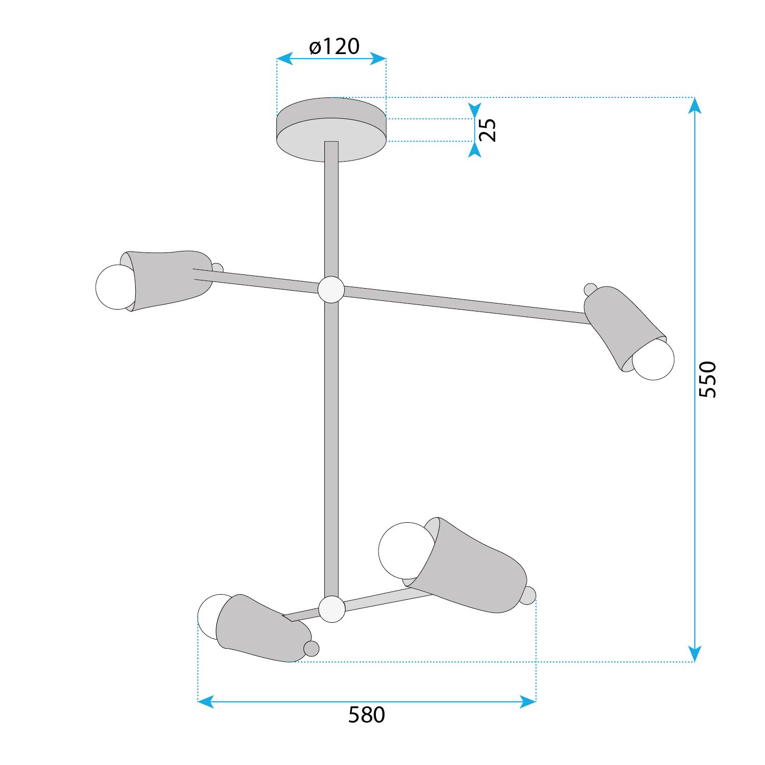 Lampa Sufitowa Wisząca Toolight App1708-4Cp Czarny, Złoty - 9