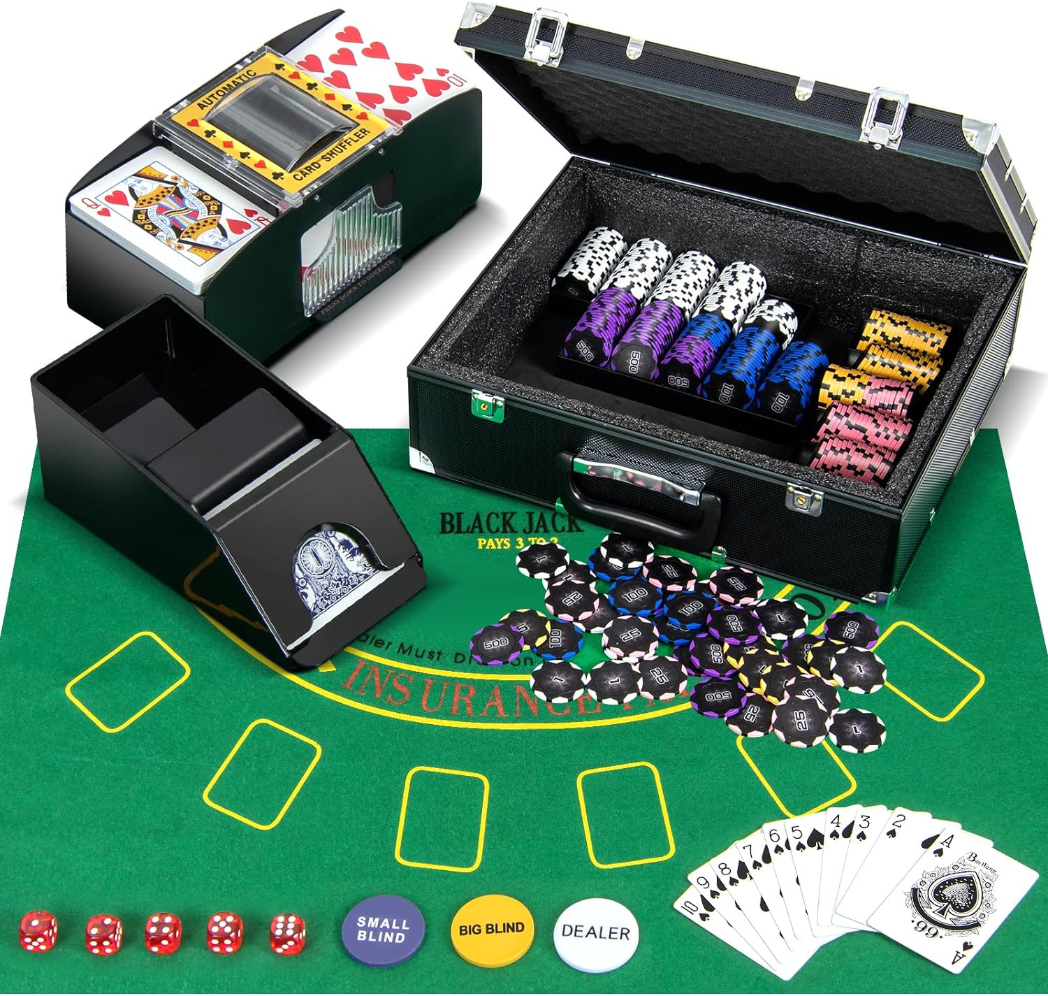 vidaXL Jeu de Poker/Blackjack mixte avec 600 jetons Laser Aluminium