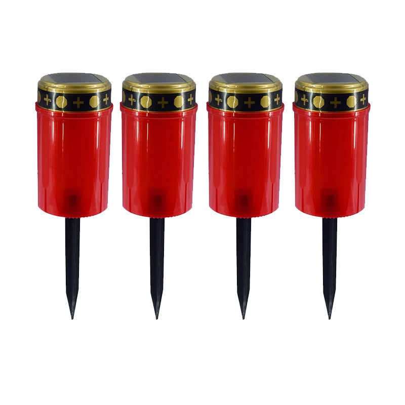 Wodoodporne, zewnętrzne lampki LED solarne, 4 sztuki, symulowana świeca z kolcem do wbijania w ziemię (czerwone)