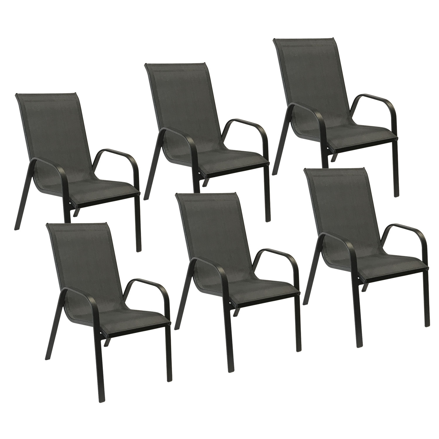 Zestaw 6 krzeseł MARBELLA szary textilene - antracytowy szary aluminium