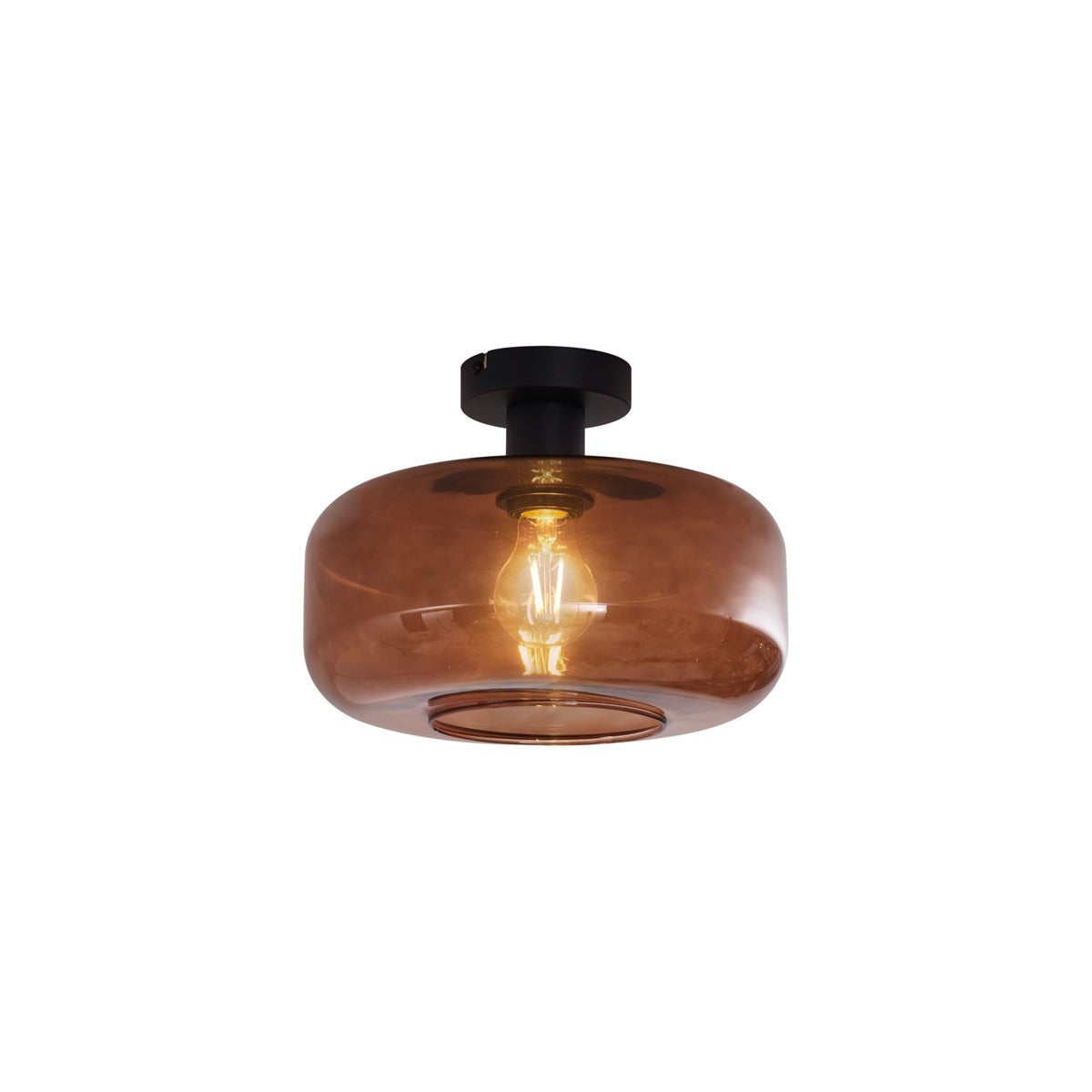 Qazqa retro plafon - Bizle - czarny, okrągły, max. 15w, kompatybilny z żarówką LED, e27, 28cm oświetlenie wewnętrzne