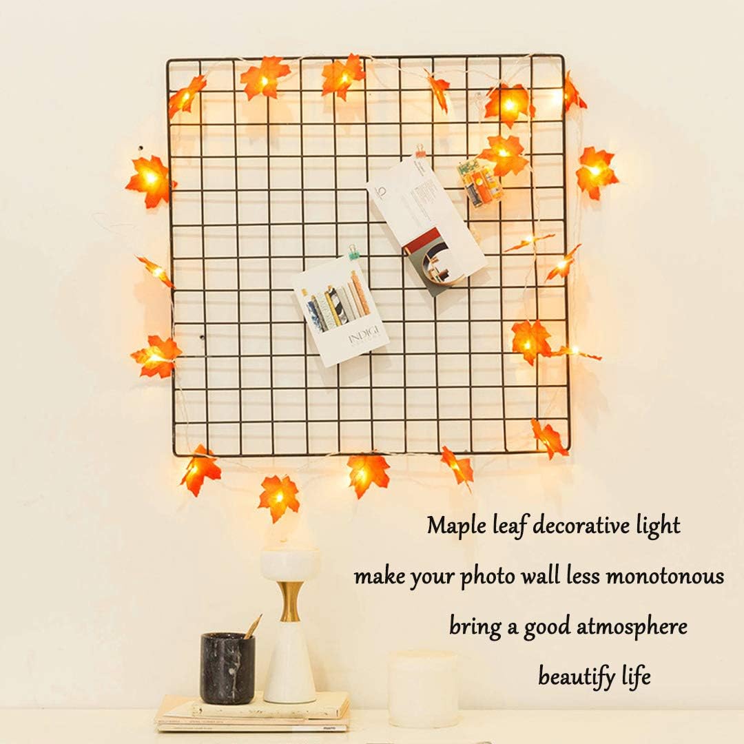Ghirlanda autunnale, decorazione autunnale, 20 lucine fatate, foglie autunnali, decorazioni natalizie di Halloween, decorazioni per il Ringraziament - 4