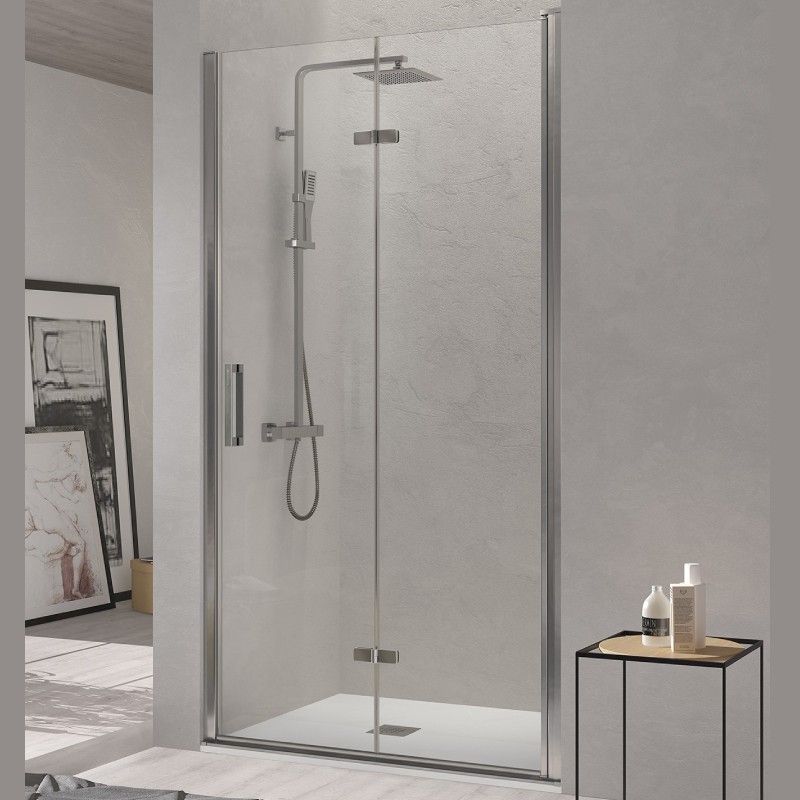 Mampara de ducha frontal plegable nardi ancho 65-69 cm plata brillo