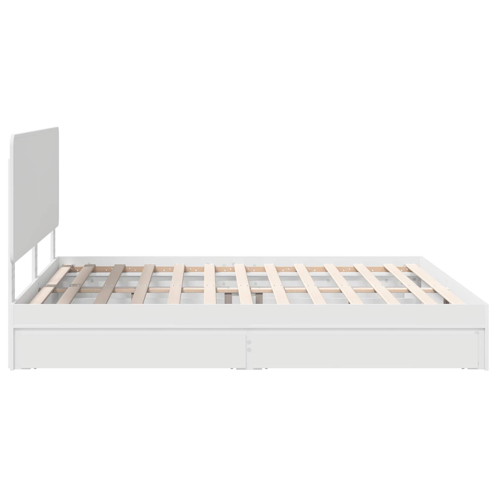 Lit de rangement réglable blanc 180 x 200 cm en panneau de bois - 9