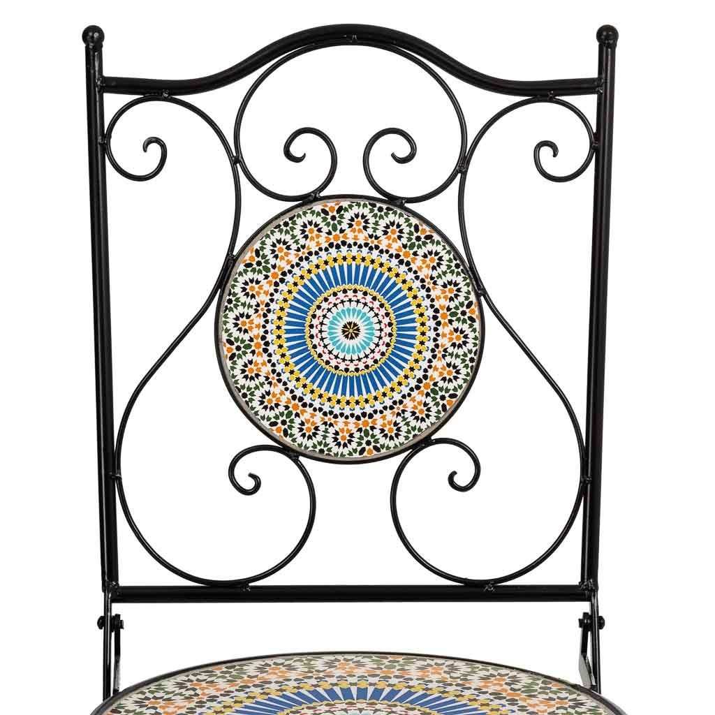 Conjunto de mesa e duas cadeiras em mosaico laranja e ferro forjado - 9