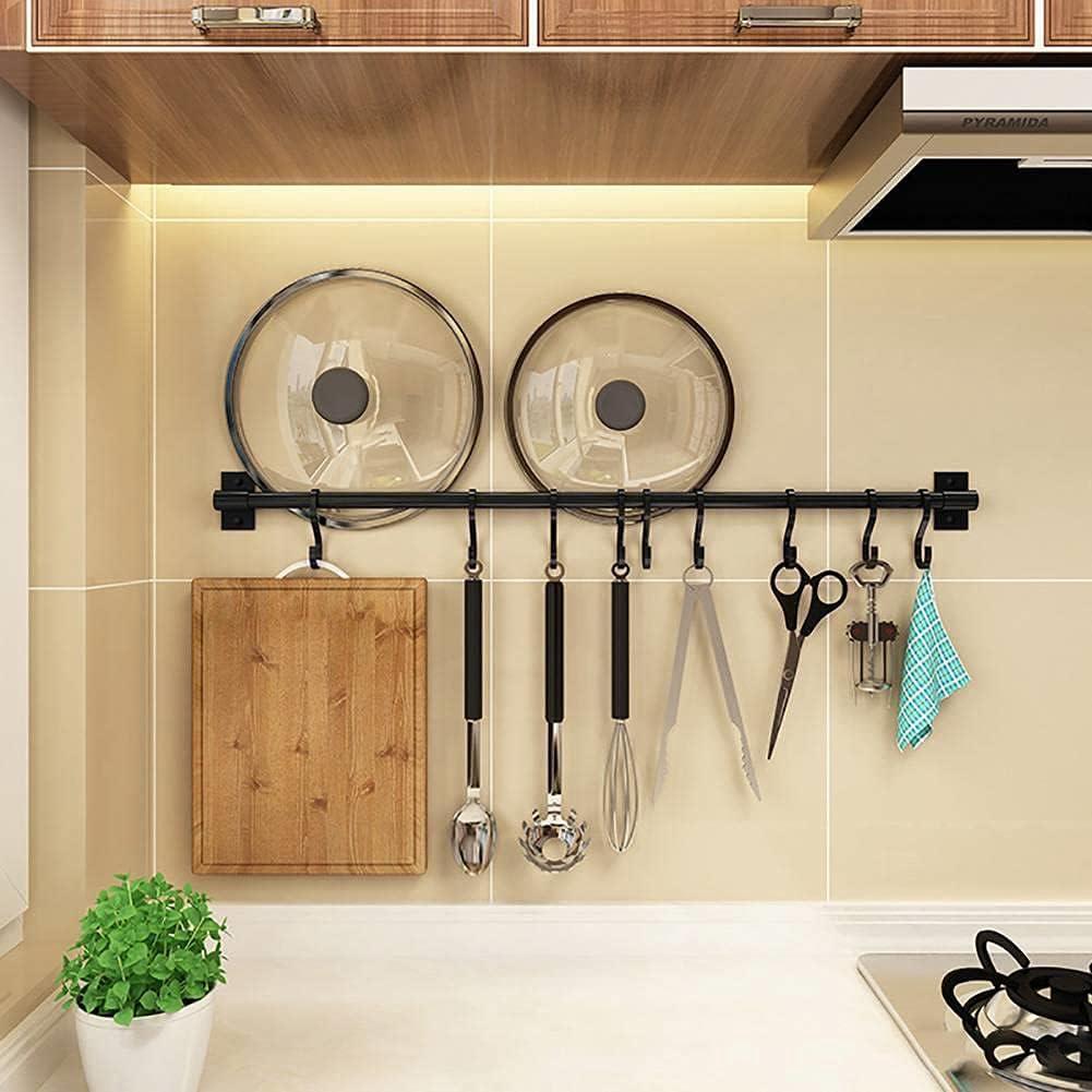 Adhesivo fuerte sin rastro, gancho de pared detrás de la puerta, perchero, gancho de pared para cocina y baño (negro, con 6 ganchos) - 6