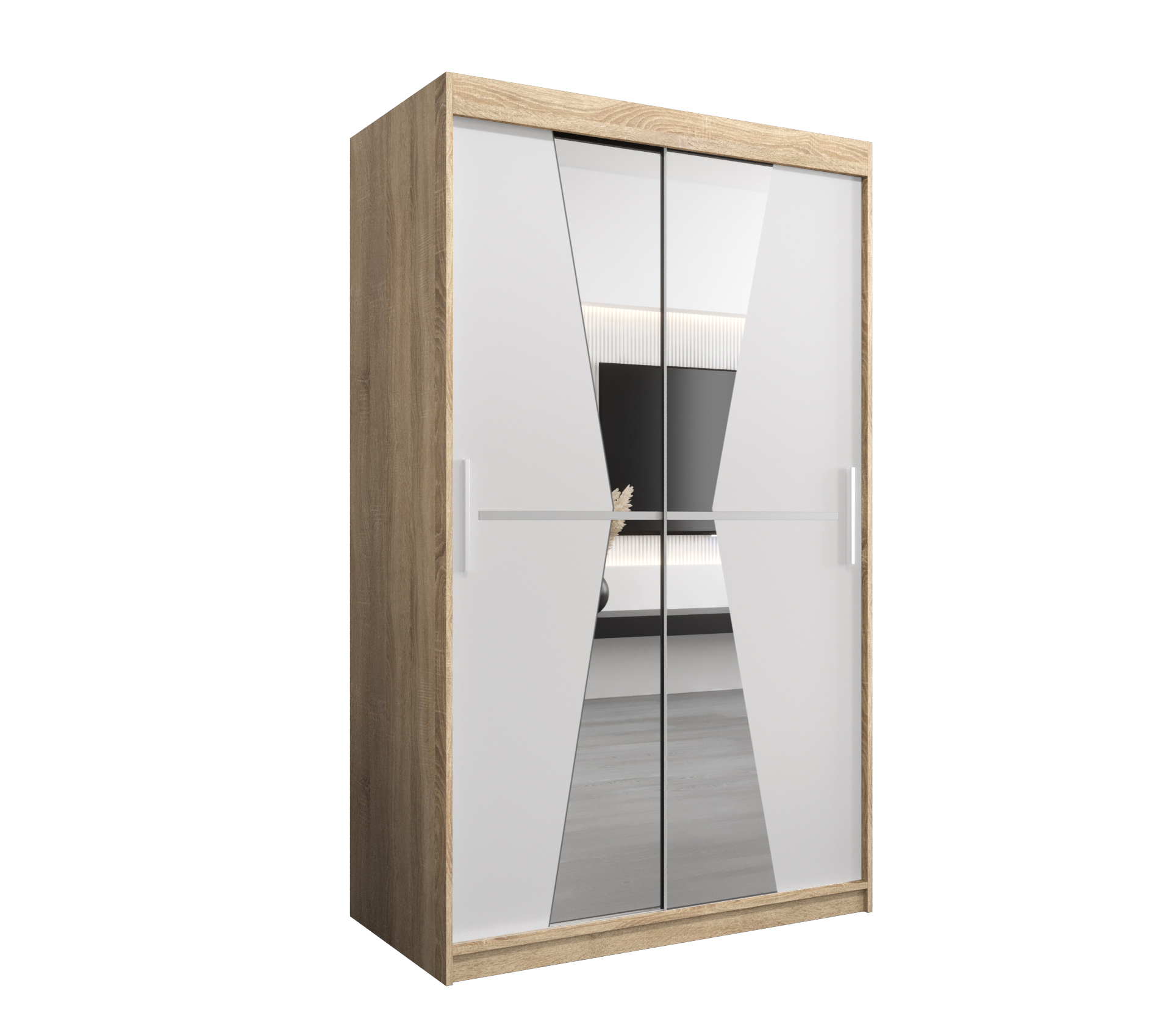 Szafa przesuwna garderoba MAROKO 120 x 62 x 200 cm Sonoma + Biały - Abiks Meble