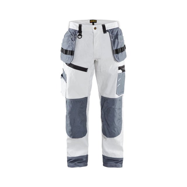 Pantalon de travail peintre X1500 Blaklader 100% coton poches flottantes Blanc / Gris 54