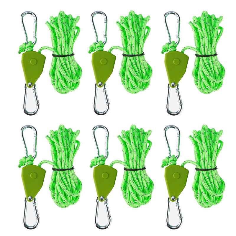 Système De Corde Réglable Avec Poulie - 4 M (vert Armée) - Pour Tentes, Auvents, Fixation Extérieure - 5