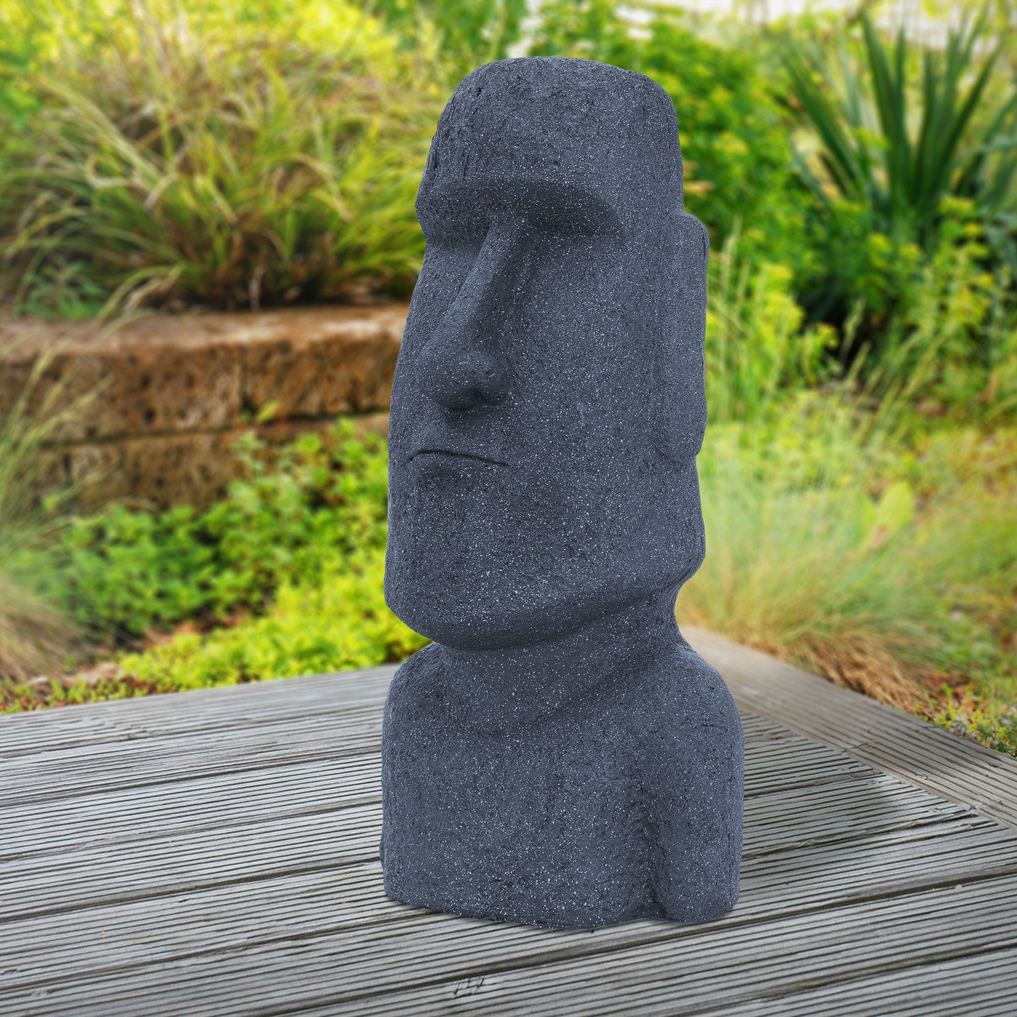 ECD Germany Figurka Moai Rapa Nui Glowa 78 cm antracytowa statua Wyspa Wielkanocna ozdoba dom ogrod rzezba z zywicy poliestrowej