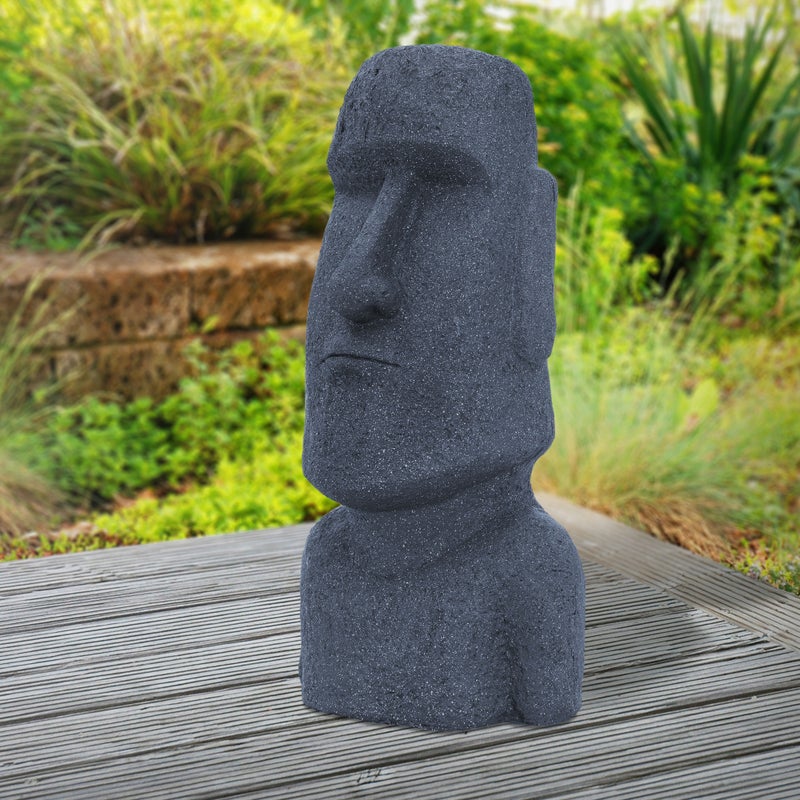 ECD Germany Figurka Moai Rapa Nui Glowa 78 cm antracytowa statua Wyspa Wielkanocna ozdoba dom ogrod rzezba z zywicy poliestrowej