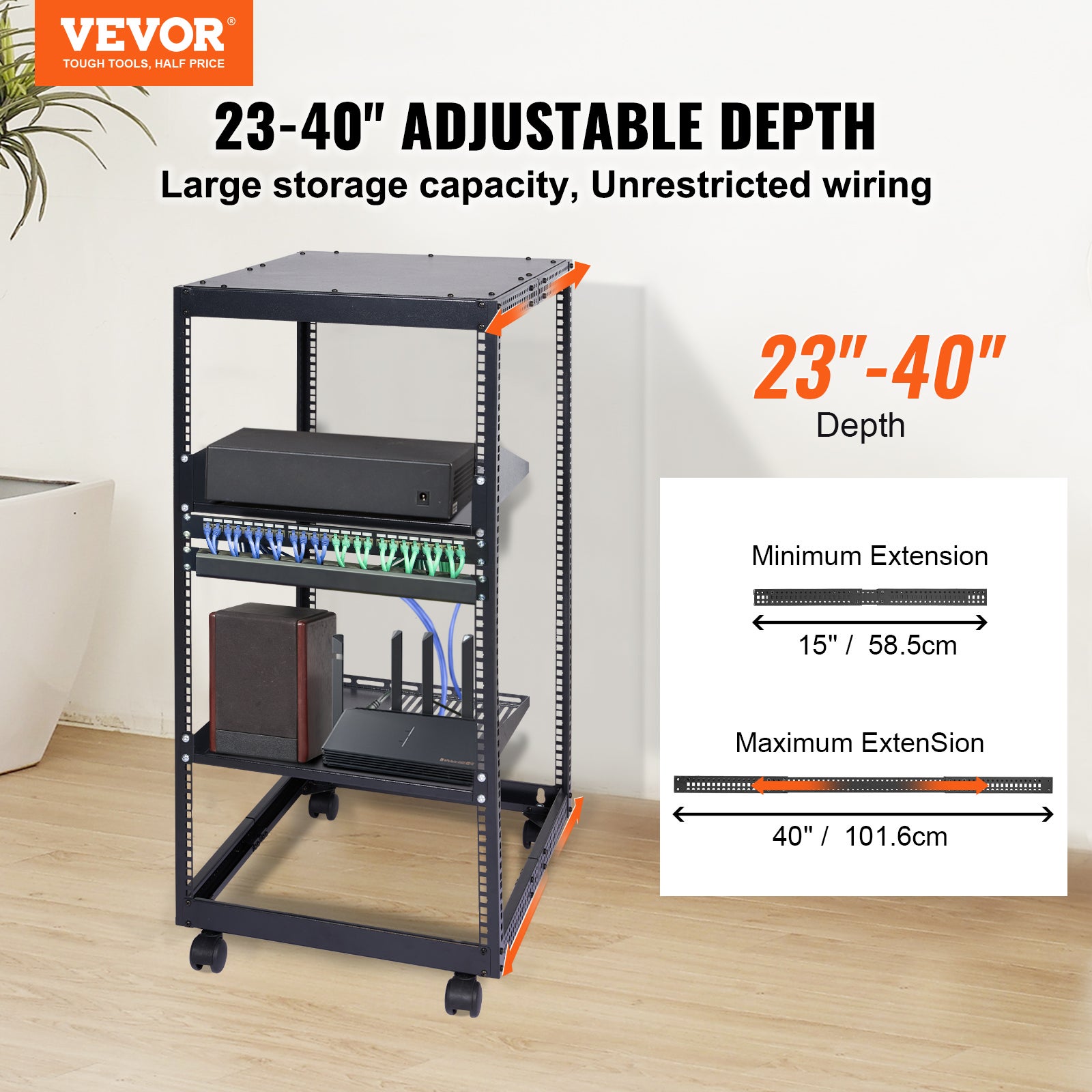 Armadio Rack 20U A Telaio Aperto VEVOR, Capacità Di Carico 68 Kg, Profondità 585 Mm - Per Apparecchiature Di Rete, Server, Dispositivi AV