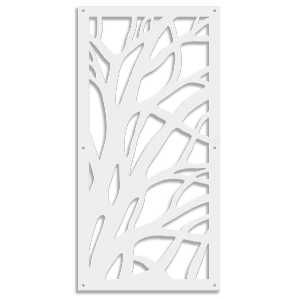 TREE - Panel perforowany PCV - Parasol przeciwsłoneczny 98x198 cm BIAŁY Grubość 1 cm