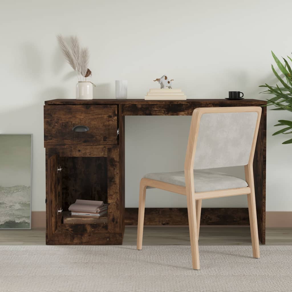 Bureau，Table de travail，Table d'étude avec tiroir chêne fumé 115x50x75 cm bois d'ingénierie CWV40861 - 3