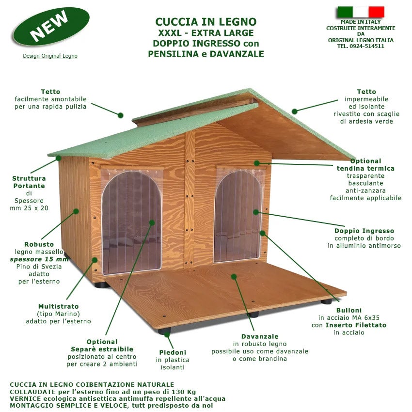 Cuccia In Legno Per Cani da Esterno 