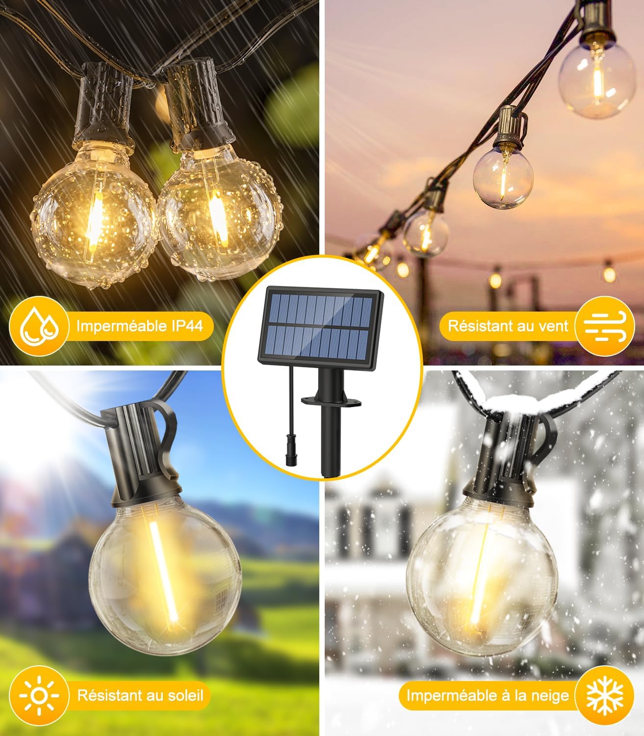 Guirlande Exterieur Lumineuse LED: 15M Guinguette 3 Modes avec G40 LED Ampoules IP65 Imperméable Lampe Extérieur Guirlandes - 2