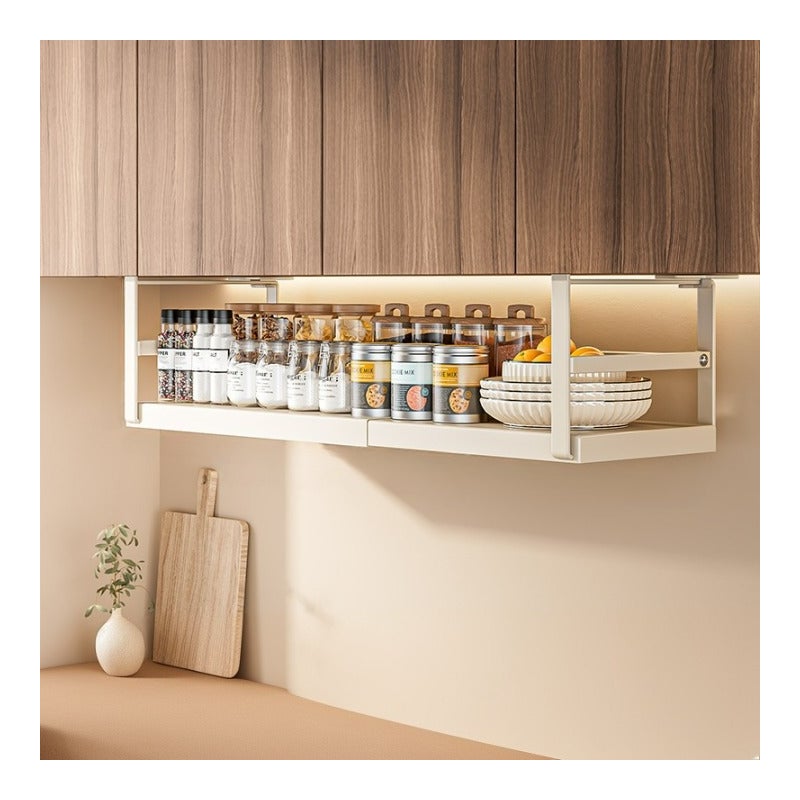 Półka na przyprawy wisząca, bez wiercenia, wysuwana, biała, 45-63*22*18,7 cm