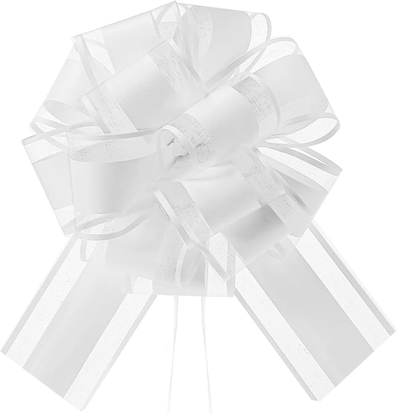 Zestaw 5 kokard do prezentów - Duża kokarda - Duża kokarda - Do dekoracji samochodu, na ślub, imprezę - Biała