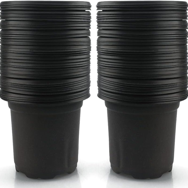 Opakowanie 100 czarnych plastikowych doniczek o średnicy 10 cm na sukulenty, warzywa i sadzonki