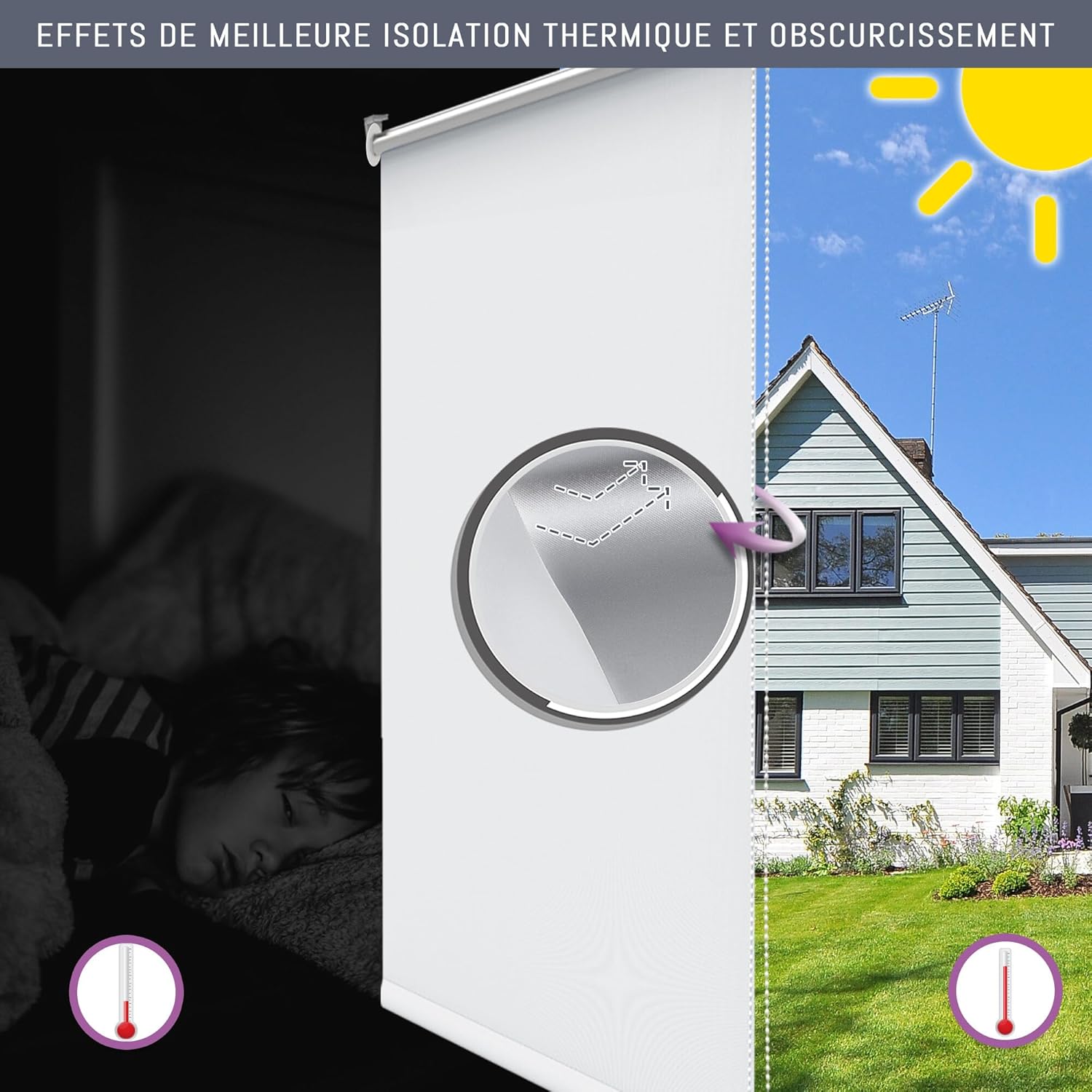 Estore de Rolo Branco 50x150cm - Blackout Sem Furação, Isolamento Térmico para Janelas e Portas, Fácil de Instalar - 2