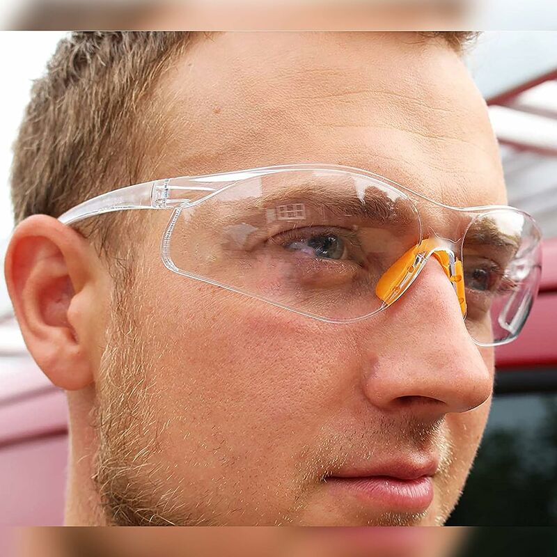 Lot de 12 Lunettes de Sécurité Transparentes - Lunettes de Protection avec Verres en Plastique, Pont-de-Nez et Embouts de Branches en Caoutchouc - 5