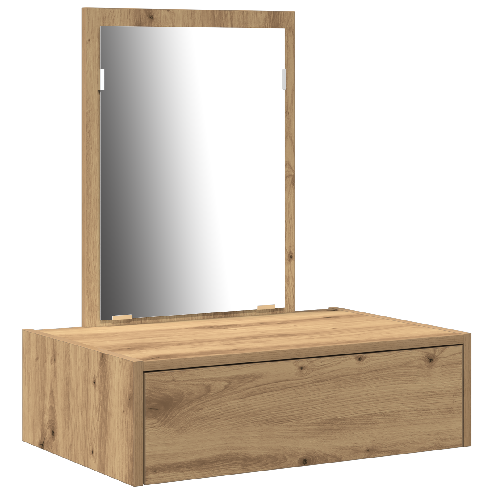 Table De Maquillage Murale Chêne Noir - 60x40x70 Cm - Avec Miroir Et Tiroir - Économie D'espace Pour Chambre