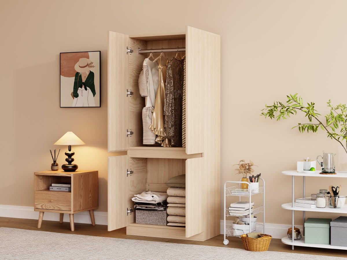 Armadio 70x40x170 cm 4 ante legno naturale - 4