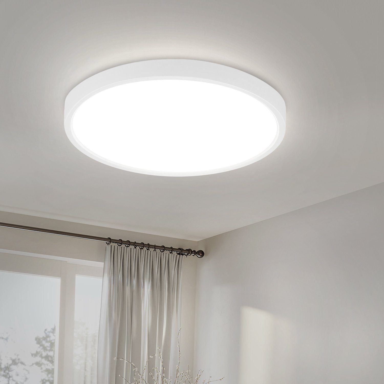 ZMH Nowoczesna biała lampa sufitowa LED Ø22 cm do wnętrz, 15 W, energooszczędna
