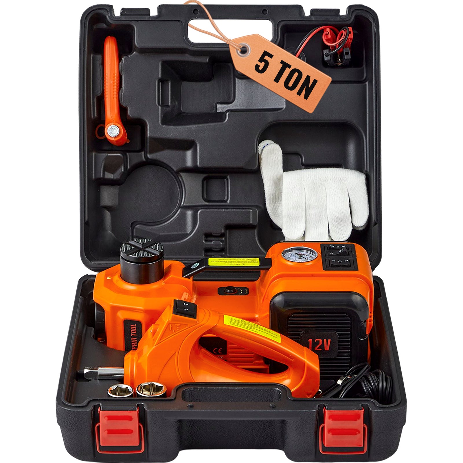 Elektryczny podnośnik hydrauliczny 5t 12V klucz udarowy pompa inflacyjna Podnośniki podłogowe VEVOR