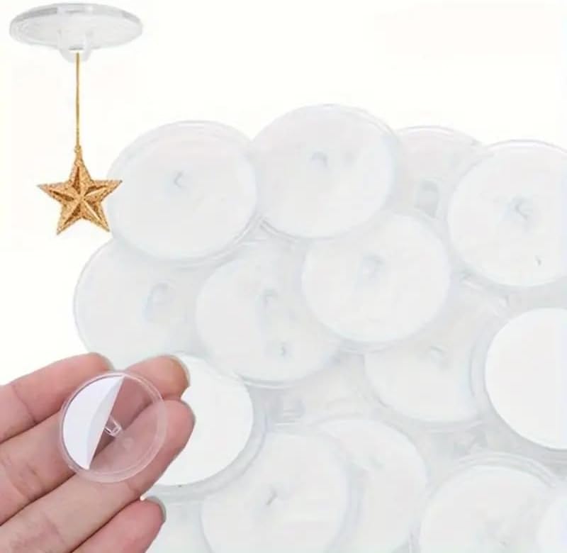 30 Ganci Adesivi Trasparenti Con Fibbia Ad Anello - Per Soffitto, Bagno, Cucina - PVC Impermeabile