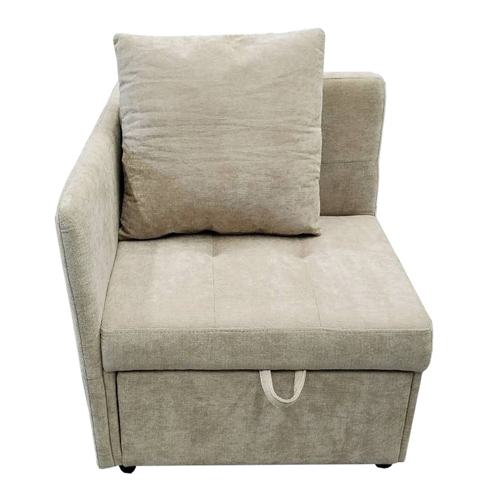 Canapé convertible 3 en 1 multifonctionnel en tissu lin rembourré avec dossier réglable pour petites pièces couleur beige - 4