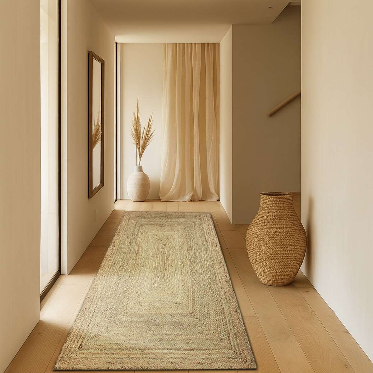 Tapis salon en jute tressé naturel artisanal 120x170 - style bohème - 9