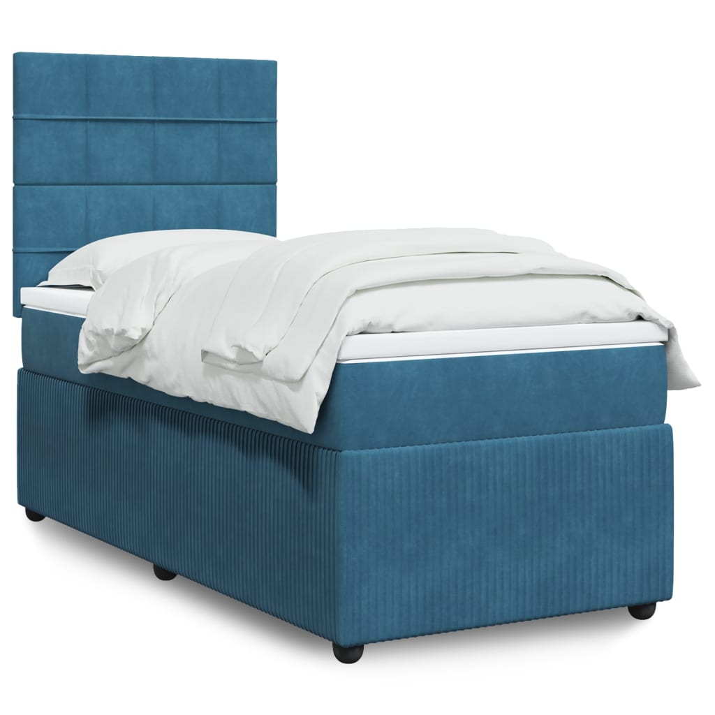 Sommier à lattes de lit avec matelas bleu 100x200 cm — COMFORTXL - 2