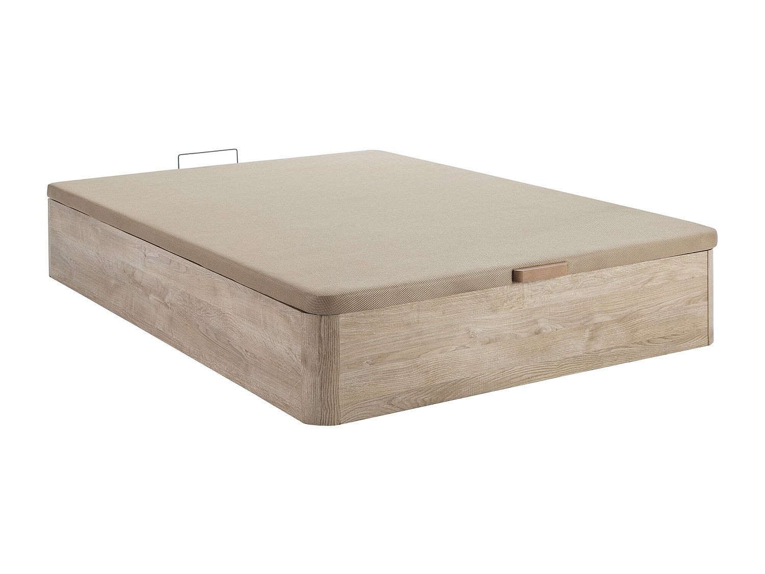 Zestaw 160 x 200 cm: stelaż skrzyniowy w jasnym naturalnym kolorze + materac z 7-strefowymi sprężynami kieszeniowymi, wbudowanym topperem i pokrowcem - 7