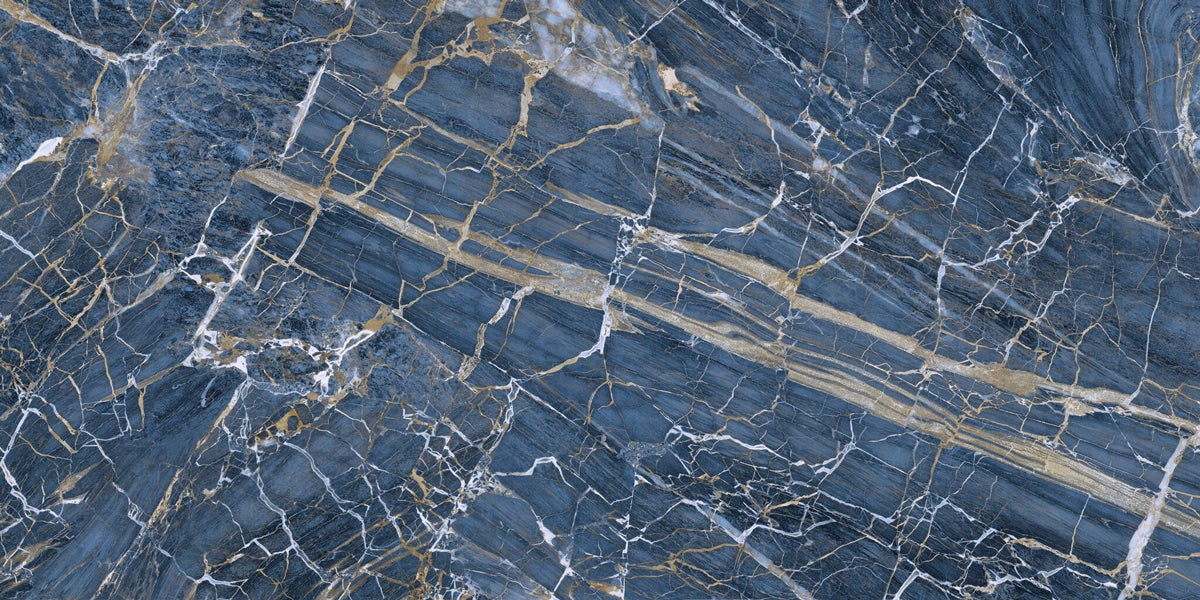 Carrelage sol et mur effet marbre brillant Hotel luxe bleu poli 60x120 cm - Réflex Boutique - 5