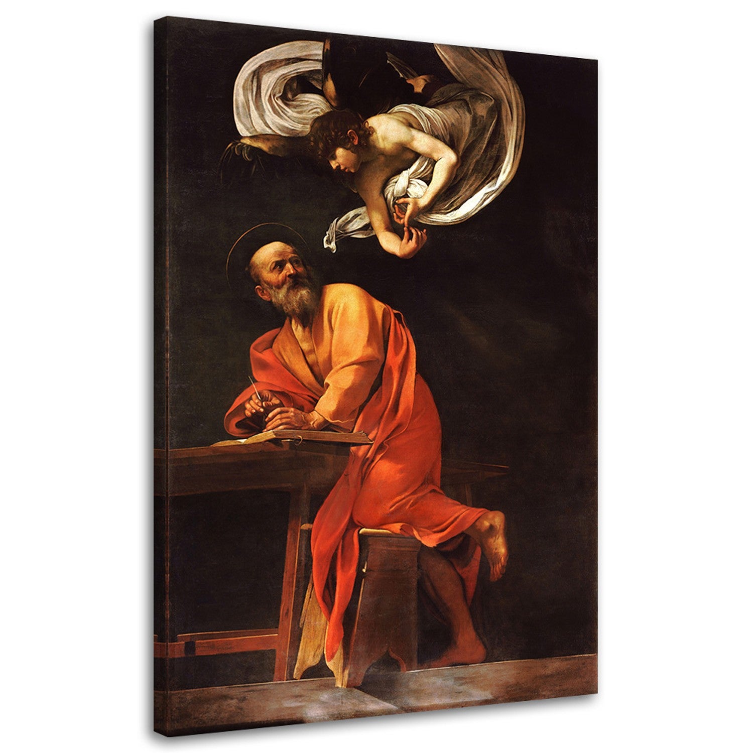 Obraz, Św. Mateusz i anioł - Caravaggio reprodukcja 80x120